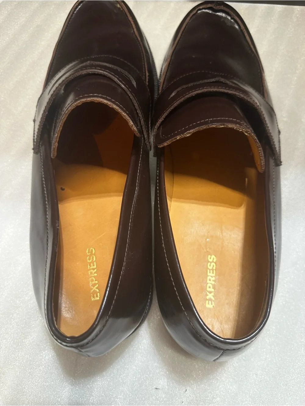 Express Men’s Brown Leather Penny Loafers